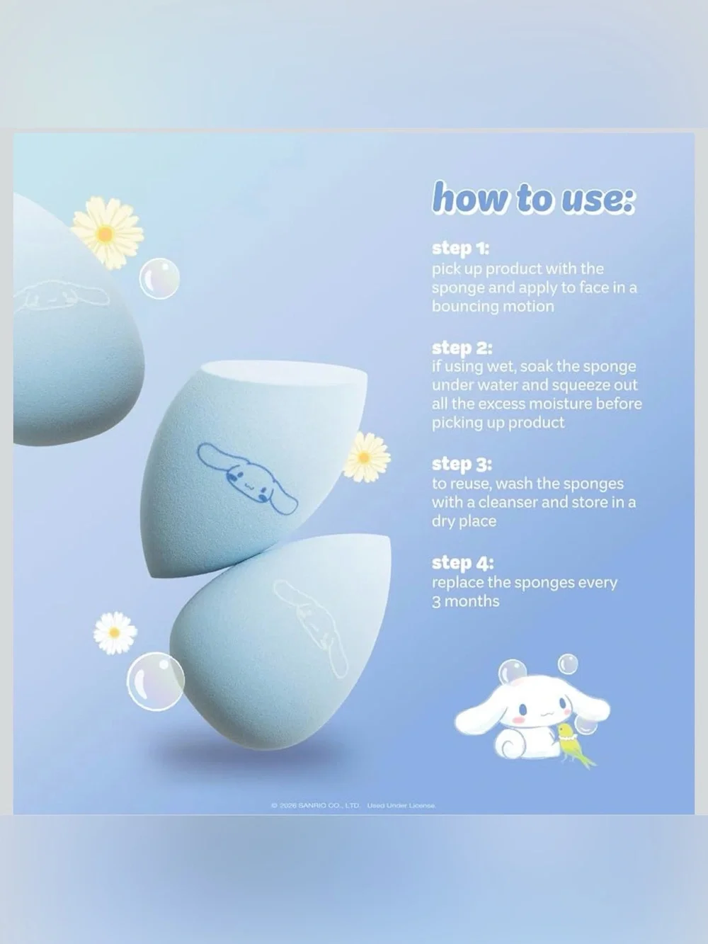 Sanrio Cinnamoroll Light Blue Makeup Sponge Duo